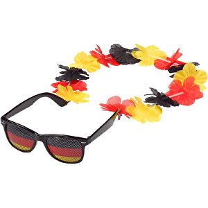Spaßbrille 'Germany' Mit Blumenkette , Deutschland-Farben, Kunststoff, 40,50cm x 5,00cm x 15,00cm (Länge x Höhe x Breite)