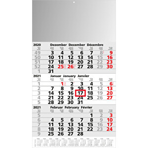 3-Monats-Kalender Primus 3 Post A Bestseller Inkl. 4C-Druck , hellgrau,rot, Papier, 53,00cm x 30,00cm (Länge x Breite)