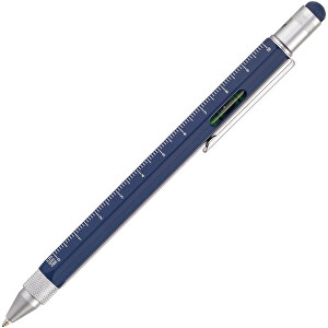 TROIKA Multitasking-Kugelschreiber CONSTRUCTION , Troika, blau, silber, Messing, 15,00cm x 1,30cm x 1,10cm (Länge x Höhe x Breite)