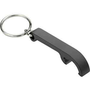 Schlüsselanhänger Mit Flaschenöffner REFLECTS-NARÓN BLACK , Reflects, schwarz, Aluminium, 8,90cm x 0,90cm x 2,50cm (Länge x Höhe x Breite)