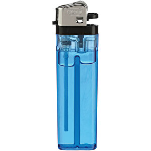 TOM® NM-1 13 Reibradfeuerzeug , Tom, transparent blau, AS/ABS, 1,10cm x 8,00cm x 2,30cm (Länge x Höhe x Breite)