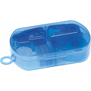 Burobox , transparent blau, Kunststoff, 9,50cm x 2,00cm x 6,00cm (Länge x Höhe x Breite)