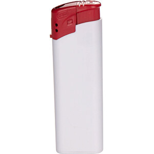 TOM® EB-15 22 Elektronik-Feuerzeug , Tom, vollfarbe weiß / rot, AS/ABS, 1,10cm x 8,20cm x 2,50cm (Länge x Höhe x Breite)