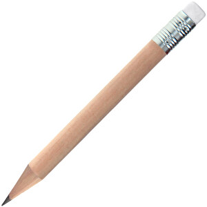 Bleistift, Natur, Rund, Mit Radierer, Kurz , weiß, Holz, 9,50cm x 0,70cm x 0,70cm (Länge x Höhe x Breite)