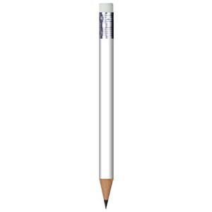 Bleistift Rund, Lackiert, Mit Radierer, Kurz , weiß, Radierer weiß, Holz, 9,50cm x 0,70cm x 0,70cm (Länge x Höhe x Breite)