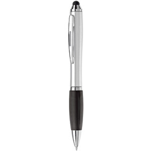 Kugelschreiber Hawaï Mit Touch , silber / schwarz, ABS, 13,50cm (Länge)