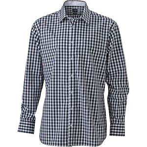 Men’s Checked Shirt , James Nicholson, schwarz/weiss, 100% Baumwolle, S, 