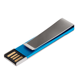 USB-Stick PAPER CLIP 1GB , Promo Effects MB , blau MB , 1 GB , Aluminium MB , 3 - 10 MB/s MB , 5,50cm x 1,25cm (Länge x Breite)