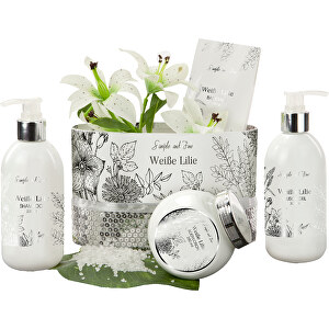 Wellness-Geschenkset: Weiße Lilie , Gemischt, 20,50cm x 27,00cm x 10,50cm (Länge x Höhe x Breite)