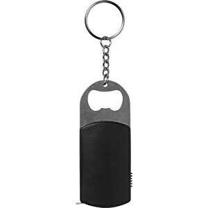 Schlüsselanhänger 3 In 1 , schwarz, ABS, Metall, Stahl, LED, 7,80cm x 1,20cm x 3,30cm (Länge x Höhe x Breite)