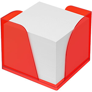 Zettelbox 'Gamma' , gefrostet rot, PS+PAP, 10,80cm x 9,40cm x 10,80cm (Länge x Höhe x Breite)