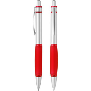 Druckkugelschreiber 'Gamma' , silber, rot, ABS, 13,80cm (Länge)