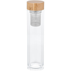 Glasflasche Mit Teesieb RETUMBLER-SLEDGE , Retumbler, beige, transparent, Bambus, Edelstahl, Glas, 26,10cm x 7,30cm x 7,30cm (Länge x Höhe x Breite)