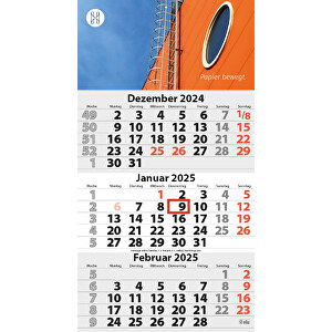 3-Monats DIN A3 Kalender 'Trinus G' , Kopflasche: 350 g/m² Chromokarton, Kalenderblätter: 70 g/m² holzfrei weiß, chlorfrei gebleicht, 42,00cm x 29,60cm (Höhe x Breite)