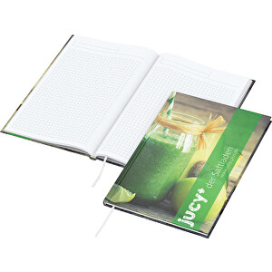 Notizbuch Memo-Book Bestseller A5, Gloss-individuell , gloss-individuell, Hochweißes Schreibpapier 90 g/m², 21,00cm x 14,80cm (Länge x Breite)