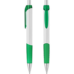 Druckkugelschreiber 'Epsilon' , weiß, grün-transparent, ABS, 14,10cm (Länge)