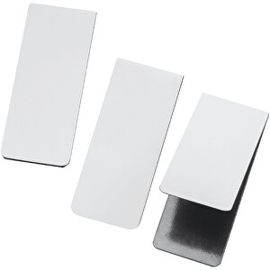 Lesezeichen Magnet , weiß, PLAS+PAP+MET, 0,60cm x 0,02cm x 0,25cm (Länge x Höhe x Breite)