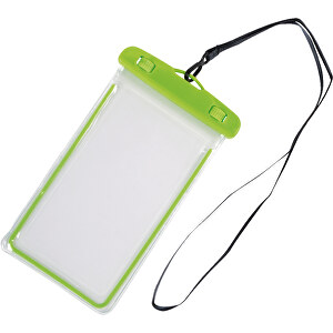 Telefon-Tasche DIVER , apfelgrün, transparent, Kunststoff / PVC, frei von Phthalaten, 21,50cm x 1,60cm x 12,00cm (Länge x Höhe x Breite)