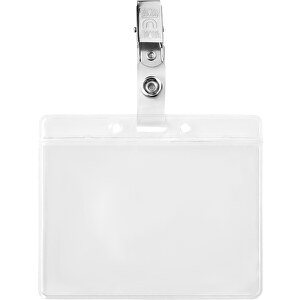 Clipbadge , transparent, PVC, 9,50cm x 8,00cm (Länge x Breite)