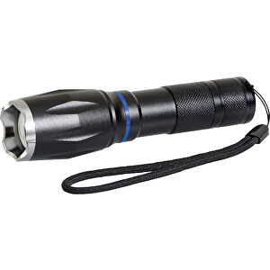 Multifunktions Taschenlampe Mit Zoom-Funktion Und Trageschlaufe , schwarz, Aluminium, 15,30cm x 4,00cm x 4,30cm (Länge x Höhe x Breite)
