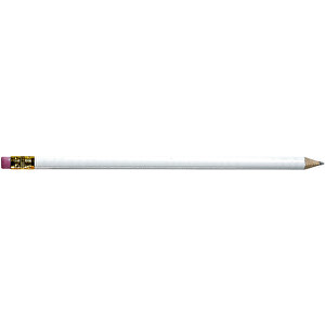 Bleistift 'White' Mit Radiergummi , weiß, Holz, 19,00cm (Länge)