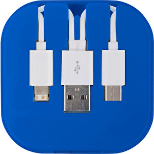 USB Ladekabel-Set Donau 3in1 , kobaltblau, ABS, PVC, PS, 13,00cm (Breite)