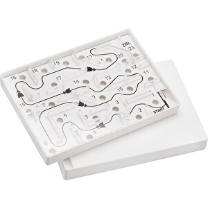 Labyrinth-Spiel , weiss, glasklar, PS, 1,73cm x 0,20cm x 1,22cm (Länge x Höhe x Breite)