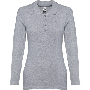 THC BERN WOMEN. Damen Langarm-Poloshirt , hellgrau melliert, 100% Baumwolle, XL, 68,00cm x 49,00cm (Länge x Breite)