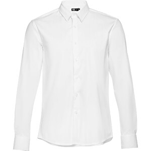 THC PARIS WH. Langärmliges Popeline-Hemd Für Herren. Weiße Farbe , weiß, Baumwolle, Polyamid und Elasthan, XL, 72,00cm x 54,00cm (Länge x Breite)