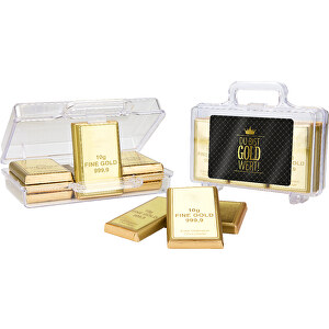 Du Bist Gold Wert - Goldkoffer Mit 12 Goldbarren, Edelvollmilch-Schokolade (120 G) , Confiserie Heidel, Kunststoff, 12,00cm x 3,70cm x 10,00cm (Länge x Höhe x Breite)