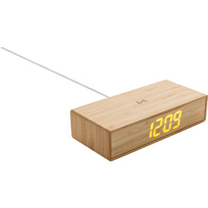 Reloj despertador de bambú con  ...