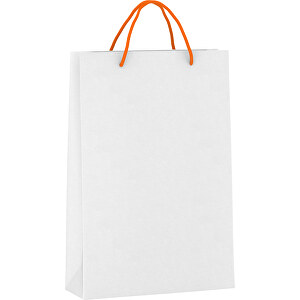 Tragetasche Basic 5 Mit Baumwollkordeln , orange/weiß, Kraftpapier, 24,00cm x 36,00cm x 9,00cm (Länge x Höhe x Breite)