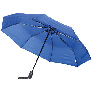 Vollautomatischer Windproof-Taschenschirm PLOPP , blau, Metall / Fiberglas / Polyester, 