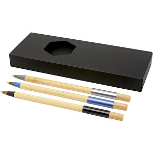 Kerf Bambus-Stiftset 3-teilig , schwarz, natur, Bambusholz, Aluminium, 18,50cm x 2,70cm x 7,00cm (Länge x Höhe x Breite)