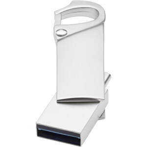 Typ C USB Stick 3.0 Mit Karabiner , silber MB , 131 GB , Zink Legierung MB , 5,70cm x 0,80cm x 1,40cm (Länge x Höhe x Breite)