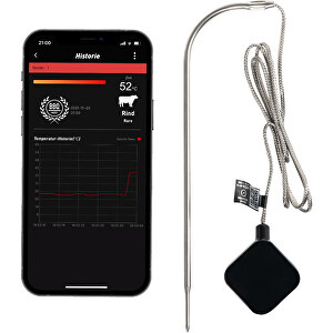 Grillthermometer Mit App Und Wireless Temperaturfühler , schwarz, ABS, Edelstahl, 3,40cm x 1,20cm x 3,40cm (Länge x Höhe x Breite)
