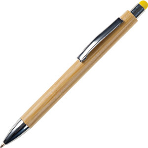 Bambus Kugelschreiber New York Mit Touchpen , gelb, Bambus, 14,20cm (Länge)