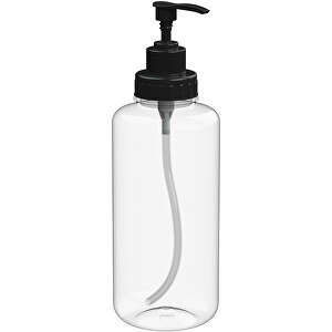 Seifenspender 'Basic' 1,0 L, Klar-transparent , transparent/schwarz, Kunststoff, 26,00cm (Höhe)