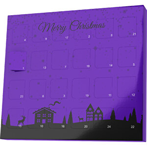 XS Adventskalender Weihnachtsdorf , Brandt, violet / schwarz, Vollkartonhülle, weiß, 1,60cm x 12,00cm x 14,00cm (Länge x Höhe x Breite)