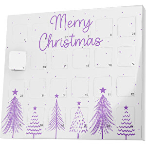 XS Adventskalender Merry Christmas Tanne , Brandt, weiß / lavendellila, Vollkartonhülle, weiß, 1,60cm x 12,00cm x 14,00cm (Länge x Höhe x Breite)