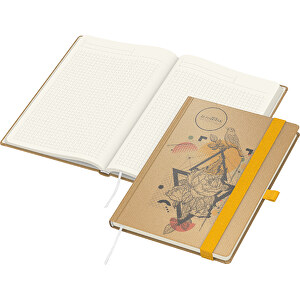 Notizbuch Match-Book Creme Bestseller Natura Braun-individuell A5, Gelb , braun, gelb, 21,00cm x 14,80cm (Länge x Breite)