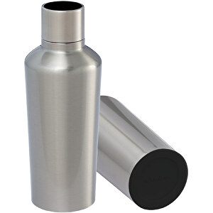 Thermotrinkflasche RETUMBLER-myDRINQEO 500 , Retumbler, silber / schwarz / schwarz, Edelstahl, Kunststoff, Silikon, 8,40cm x 22,25cm x 8,40cm (Länge x Höhe x Breite)