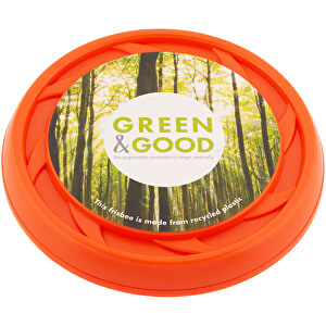 Frisbee Mit Digitaldruck - Recycelt , Green&Good, orange, recycelter Kunststoff, 2,40cm (Höhe)