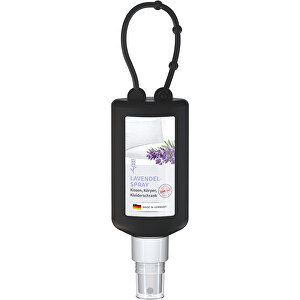 Lavendel-Spray, 50 Ml Bumper (schwarz), Body Label (R-PET) , Kunststoff (100% recycelt), Folie, Silikon, 2,20cm x 14,00cm x 4,70cm (Länge x Höhe x Breite)