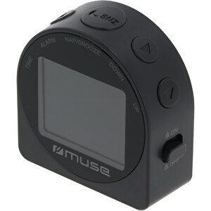 M-09 C | Muse Travel Alarm Clock , schwarz, ABS, 6,20cm x 6,20cm x 2,50cm (Länge x Höhe x Breite)