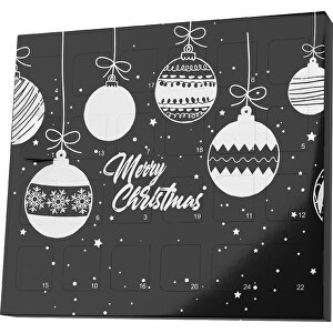 XS Adventskalender Weihnachtskugeln , M&M's, schwarz / weiss, Vollkartonhülle, weiss, 1,60cm x 12,00cm x 14,00cm (Länge x Höhe x Breite)