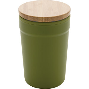 GRS RPP-Becher Mit Bambusdeckel, Grün , grün, Polypropylen - recycelt, 12,60cm (Höhe)