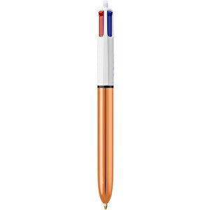 BIC® 4 Colours Shine Kugelschreiber Lasergravur , BiC, weiß/roségold, Kunststoff, 14,40cm x 1,60cm (Länge x Breite)
