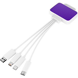 3-in-1 USB-Ladekabel MultiCharge , violet / weiß, Kunststoff, 5,30cm x 1,20cm x 5,50cm (Länge x Höhe x Breite)