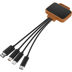 3-in-1 USB-Ladekabel MultiCharge , schwarz / braun, Kunststoff, 5,30cm x 1,20cm x 5,50cm (Länge x Höhe x Breite)